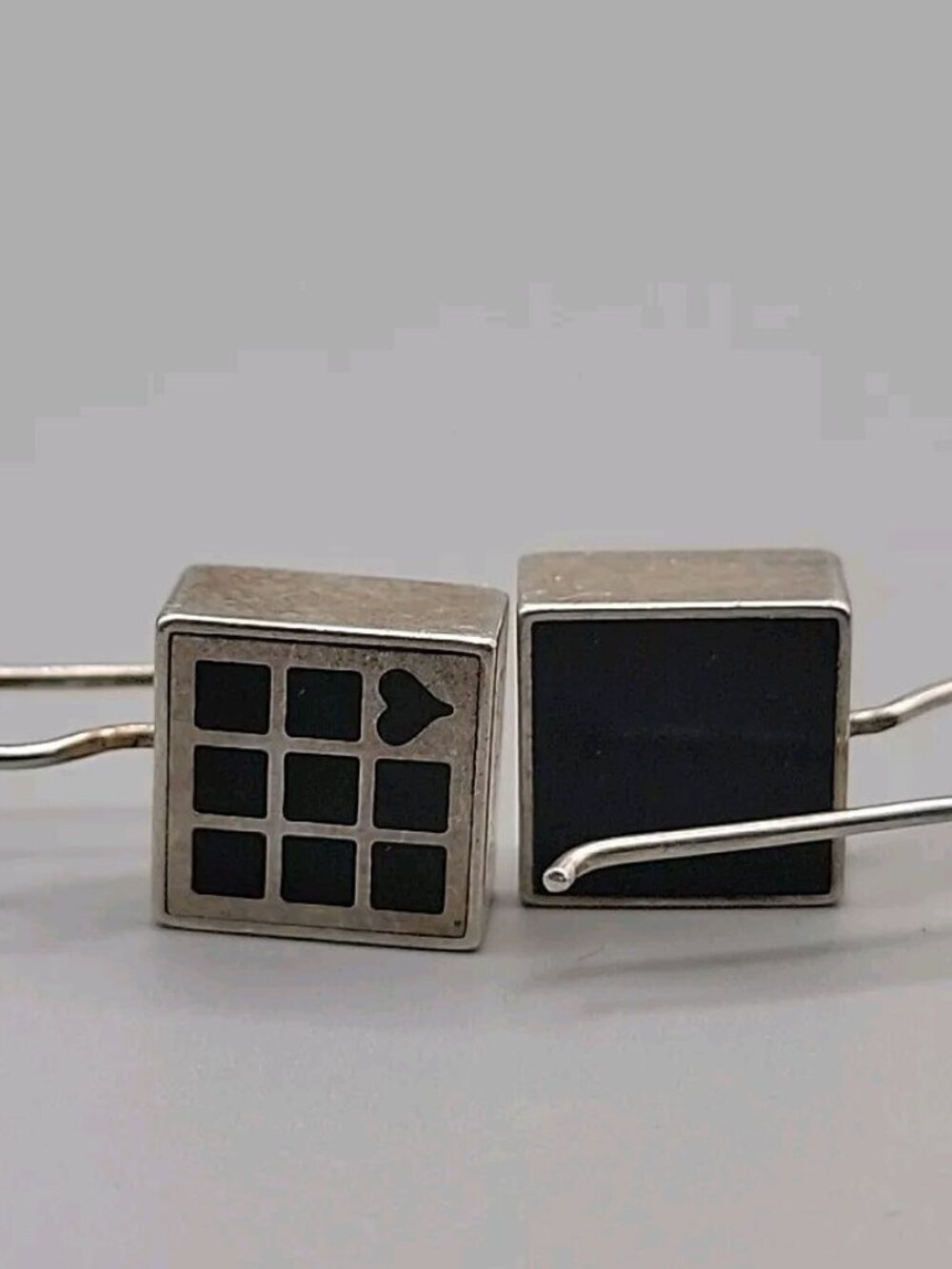 Vintage Victoria Varga Modernist 925 Sterling Silver Drop Earrings Enamel Blocks - Picture 13 of 13